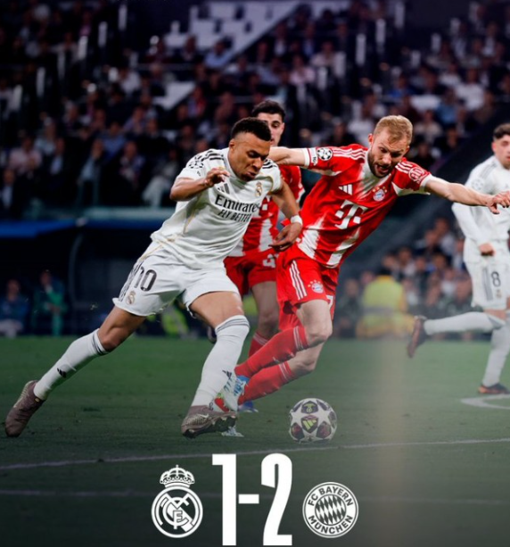 Champions League Kwartfinale Eerste Leg: Real Madrid verliest thuis met 1-2 van Bayern München en lijdt opeenvolgende nederlagen